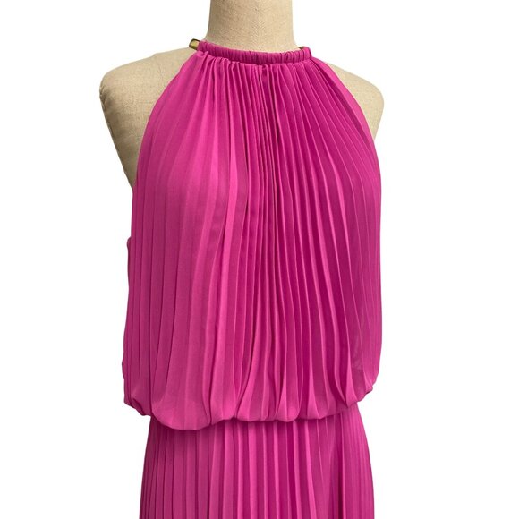 MSK Womens Pleated Halter Maxi Dress Pink Size 16 - Picture 3 of 9